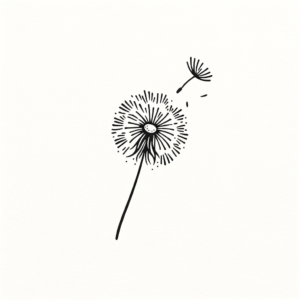 Tiny Dandelion With Minimalist Design And Single, Floating Seed