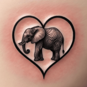Tiny Elephant In A Heart Shape