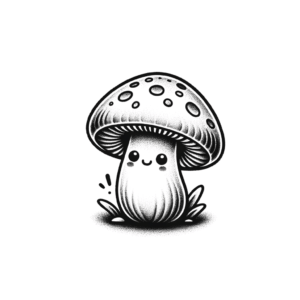 Tiny Mushroom With Cute Facial Expression