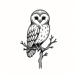 Tiny Owl Perched On A Branch In A Dainty Style