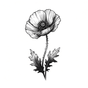 Tiny Poppy Flower With Fine And Detailed Lines