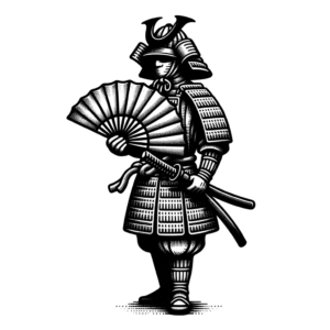 Tiny Samurai With Traditional Japanese Fan