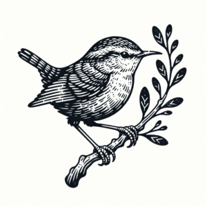 Tiny Wren With A Small Branch