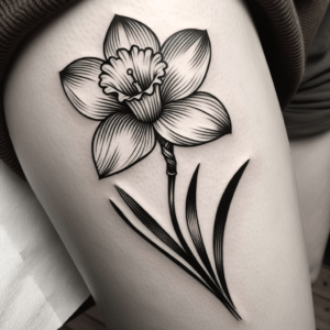 Traditional Daffodil With Classic Tattoo Style