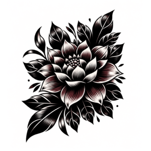 Traditional Flower With Bold Outlines And Vibrant Colors