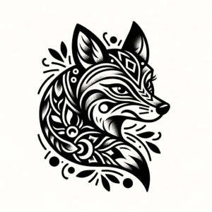 Traditional Fox With Bold, Classic Tattoo Elements