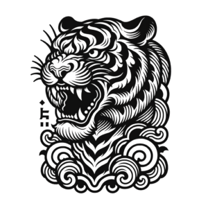 Traditional Japanese Tiger With Symbolic Design