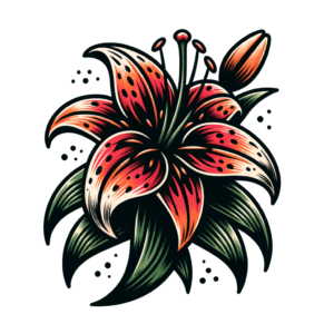 Traditional Lily With Bold Colors And Outlines