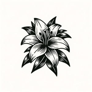 Traditional Lily With Classic Tattoo Style