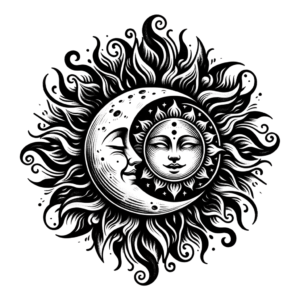 Traditional Moon With Sun Motif