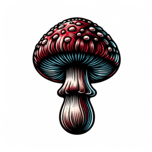 Traditional Mushroom With Bold Colors And Lines