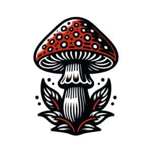 Traditional Mushroom With Bold Outlines And Colors