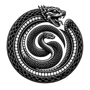 Traditional Ouroboros With Classic Elements