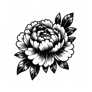 Traditional Peony With Bold Outlines