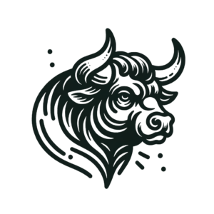 Traditional Taurus Bull With Bold Colors And Lines