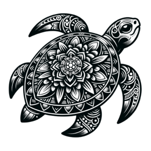 Traditional Turtle With Classic Tattoo Motifs