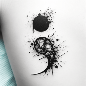 Trash Polka Semicolon With Abstract Elements