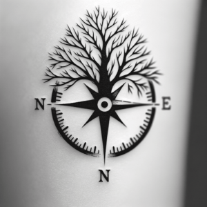 Tree Silhouette Incorporating A Compass