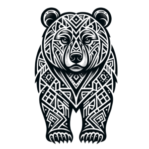 Tribal Bear With Geometric Patterns