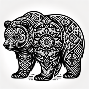 Tribal Bear With Symbolic Patterns