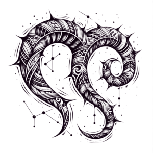 Tribal Capricorn Constellation With Bold Patterns