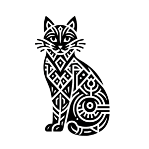 Tribal Cat With Abstract Shapes