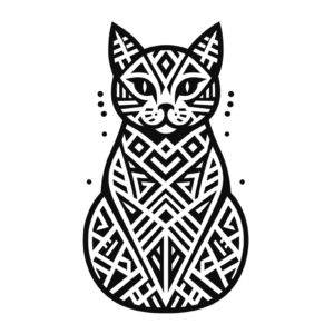 Tribal Cat With Geometric Patterns