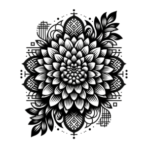 Tribal Chrysanthemum With Geometric Patterns