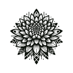 Tribal Chrysanthemum With Geometric Patterns