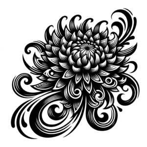 Tribal Chrysanthemum With Stylized Patterns