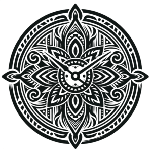 Tribal Clock With Bold Tribal Patterns
