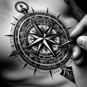 Tribal Compass Showcasing Sharp, Geometric Patterns
