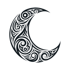Tribal Crescent Moon With Swirls