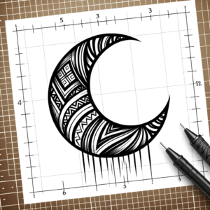 Tribal Crescent Moon With Zigzags