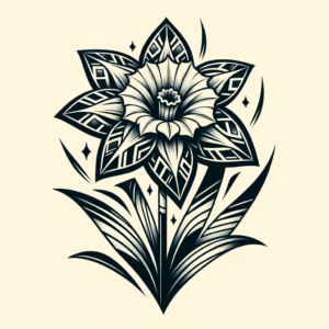 Tribal Daffodil With Bold Geometric Patterns
