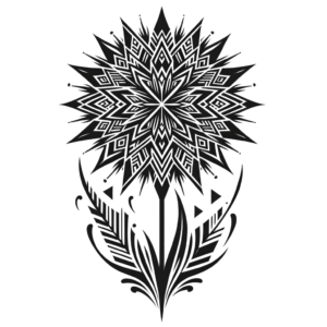 Tribal Dandelion With Bold, Geometric Patterns
