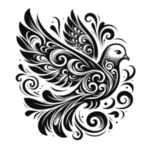 Tribal Dove With Swirls