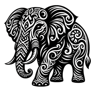 Tribal Elephant With Intricate Patterns