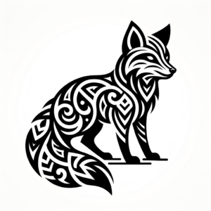 Tribal Fox With Bold, Symmetrical Patterns