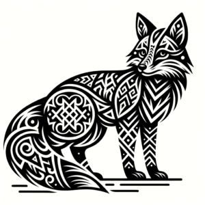 Tribal Fox With Bold, Symmetrical Patterns