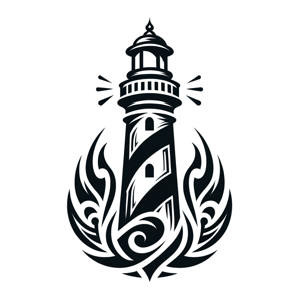 Tribal Lighthouse With Bold, Dynamic Shapes