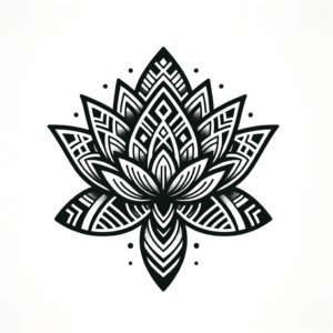 Tribal Lotus Flower With Geometric Patterns