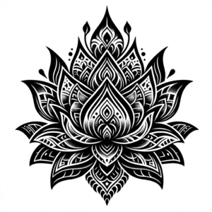 Tribal Lotus With Cultural Patterns