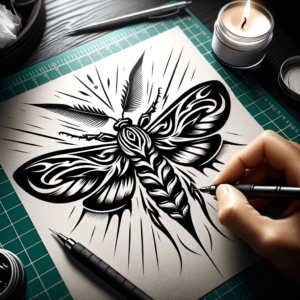Tribal Moth With Bold Lines