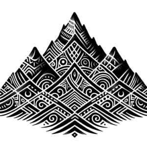 Tribal Mountain With Symbolic Designs