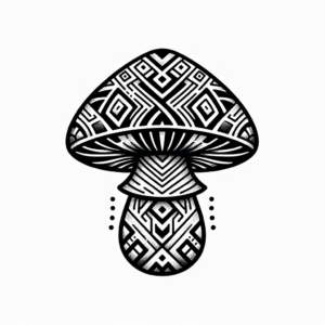 Tribal Mushroom With Geometric Designs