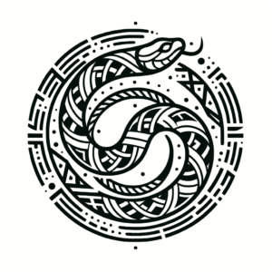 Tribal Ouroboros With Geometric Patterns