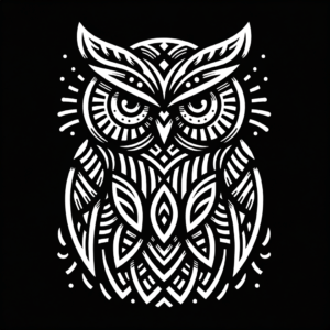 Tribal Owl With Bold, Abstract Patterns