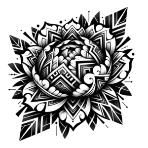 Tribal Peony With Geometric Patterns