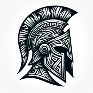 Tribal Spartan Helmet With Geometric Patterns
